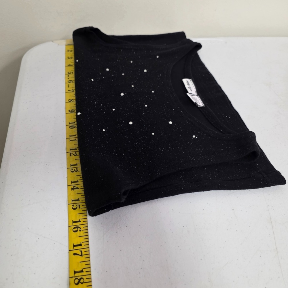 Energie Womens Y2K Glitter Celestial Rhinestone Sleeveless Tank Top Size L Black - Picture 6 of 9